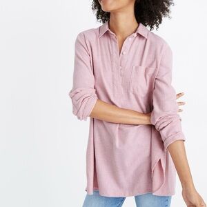 Madewell Flannel Classic Ex-Boyfriend Button-Back Shirt Womens XS Pink Cotton